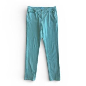 J.McLaughlin Lexi Straight Leg Pants Pastel Mint‎ Green Seafoam Gold Button 12